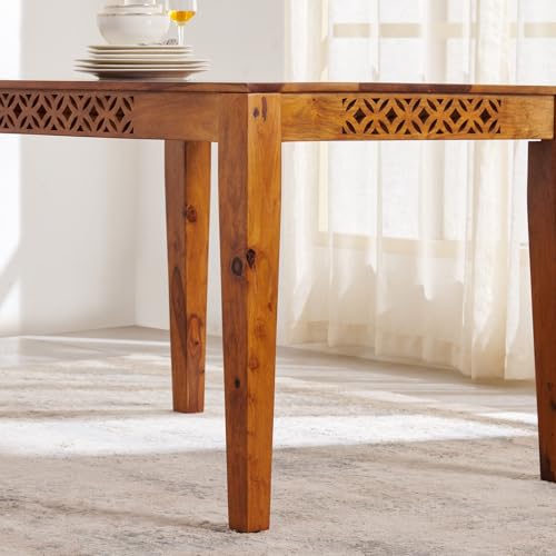 Image of Sheesham Wood Dining Table 45x34x30 Inch | Multi-Purpose Home and Office Desk | 4 Seater Dining Room Furniture | Natural Finish