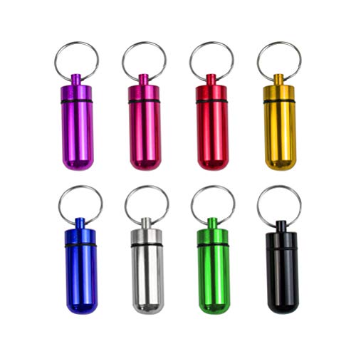 AUEAR, 15 Pack Mini Waterproof Aluminum Pill Box Keychain Geocaching Container Tube