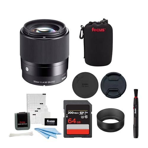 Sigma 30mm f/1.4 DC DN Contemporary Prime Lens for Sony E-Mount w/ 64GB Extreme PRO Bundle by Sigma - Used condition - US$241.28