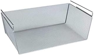 WENKO Cesto salvaspazio aggancio ripiano - Cestino portaoggetti per armadi, Metallo, 49 x 18 x 28 cm, Argento