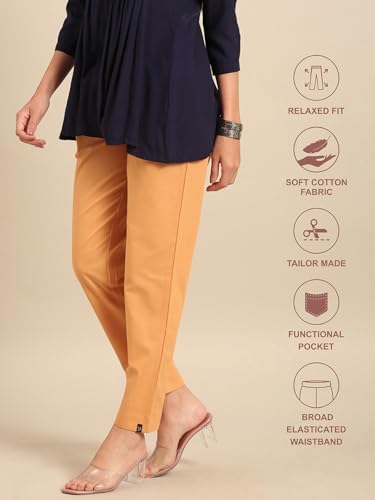 Image of TWIN BIRDS Women Cotton Straight Fit Pants | Ethnic Casual Daily Trousers