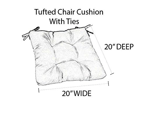 Rsh Decor CAB STRIPE 1TLS Rsh Décor Set Of 2 Decorative Indoor Outdoor 20 Inch Wx20 D Tufted Chair Cushion Pads With Ties ~ Choose Color Great For Patio, Deck & Home Décor Made With Swaying Palm Aloe Green Tropical Palm Leaf thumb #2