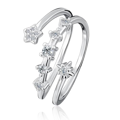 LOMISS ANEL PRATA ESTRELA COM ZIRCÔNIA CRAVEJADA ANEL MODA FEMININA (17)