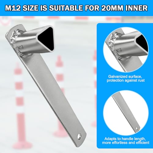 MFUSUL 2 Stück M12 Dreikantschlüssel für Absperrpfosten, Präzision Pollerschlüssel für M12,Dreikantschlüssel mit Langem Stielfür Absperrpfosten, Poller, Parkplatzsperre
