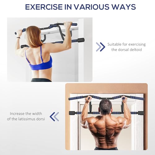 SPORTNOW Pull Up Bar Doorway with Non-Slip Multi Grips, Door Frame Chin Up Bar, Push up Stand with Anti-Fall Slot for Home Gym Upper Body Workout, Black - Image 4