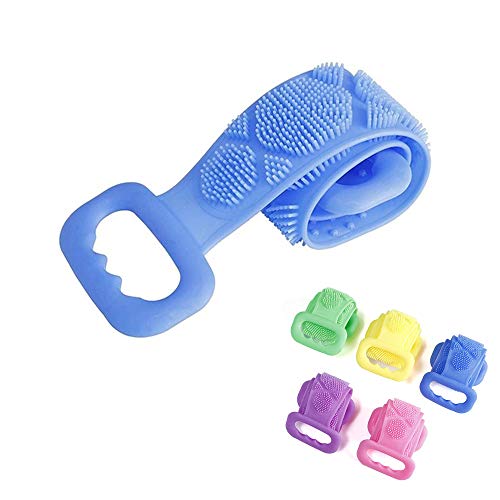 Preisvergleich Produktbild Silikon-Duschgürtel, doppelseitiger Rückenreinigungs-Duschgürtel mit Massageteilchen, für das Badezimmer zu Hause (Blau)