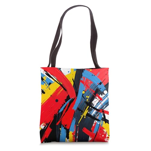 Bolso tote con diseño gráfico moderno líneas coloridas miniatura 1