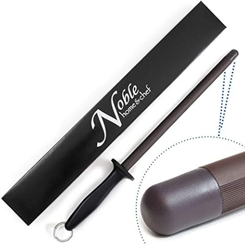 Professional 11.5 Inch Ceramic Honing Rod Has 2 Grit Options, a Firm-Grip Handle, Hanging Ring, and Japanese Ceramic. Noble Home & Chef Sharpening Rods are Perfect for Chefs! (Black, 2000/3000 Grit) Cover