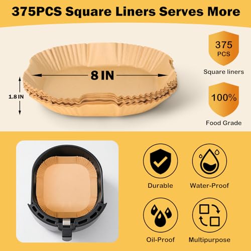375Pcs Air Fryer Paper Liners, 8