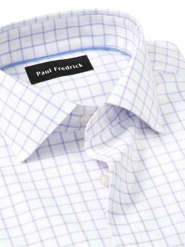 Paul Fredrick Men's Classic Fit Comfort Stretch Non-Iron Windowpane Dress Shirt4