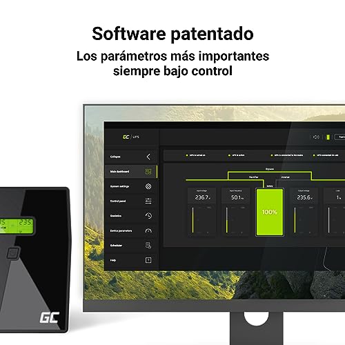 SAI UPS 800VA 480W con 2 tomas Schuko y pantalla LCD de alimentación ininterrumpida 3