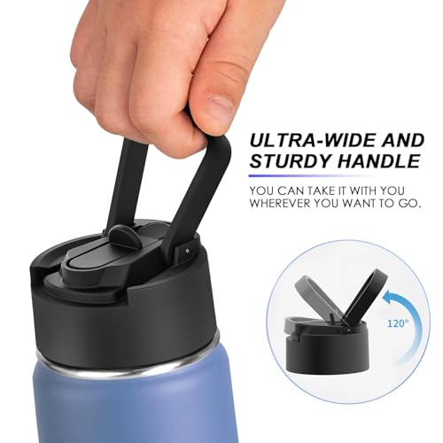 Image of koodee Water Bottle-22 oz Stainless Steel Vacuum Insulated Sports Wide Mouth Water Bottle with Straw Lid, Reusable Metal Water Flask for School (Royal Blue)