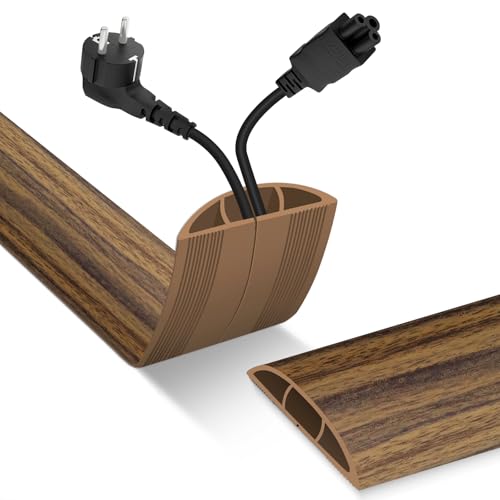 Image of Floor Cord Cover, Cable Protector, 0.63W x 0.31H inches, Wire Cover for Extension Cords, Floor Cable Covers Prevent Cable Trips (Wood Smoked Brown, 50-3.3 Feet)