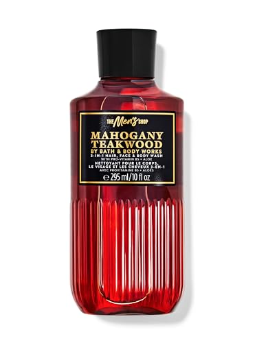 Image of Bath & Body Works Mahogany Teakwood Men's 3-in-1 Hair, Face & Body Wash | All-in-One Shower Gel | 295 ml / 10 fl oz | Fragrance - Rich Mahogany, Black Teakwood & Lavender