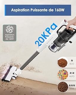 Tineco A30S Aspirateur Balai sans Fil, 160W d’Aspiration, 60 Min d’Autonomie, Grand Réservoir de 1L, Brosse ZeroTangle, Technologie PureCyclone, Eclairage LED