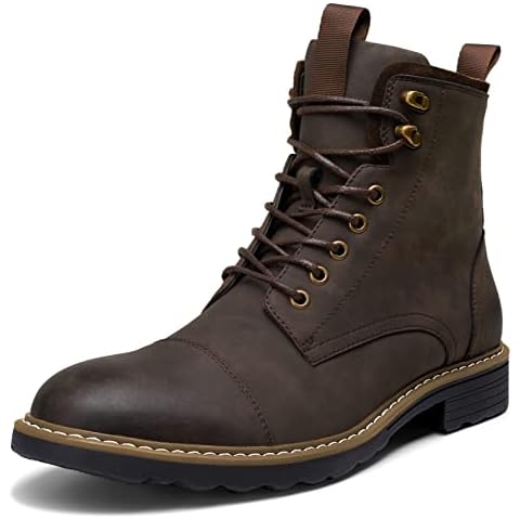 Vostey Mens Boots Motorcycle Casual Boots for Men Zipper Fashion Chukka Boots Mens(BMY8033A Darkbrown 10) Cover