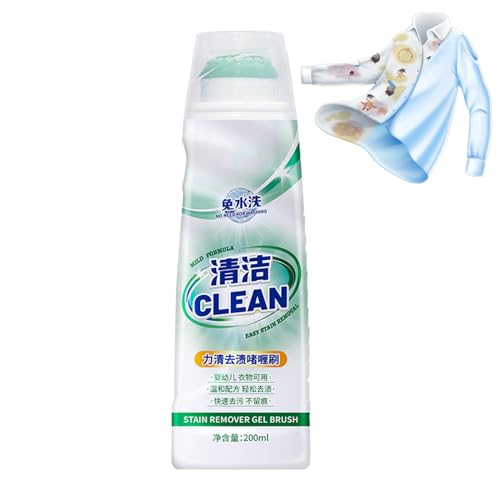 Gel Quitamanchas - Limpiador Concentrado De Manchas Para Ropa, Tratamiento De Telas De 200 Ml Con Cepillo Incorporado | Potente Solución De Limpieza Para Collares De Ropa, Alfombras, Tapicería
