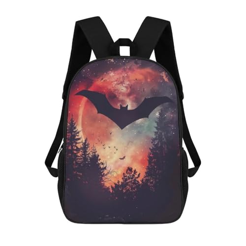 sinyumoney Bat Silhouette Galaxy Mochila Escolar De Moda Para Estudiantes, Adecuada Para Niños Y Niñas, Mochila Informal Para Viajes Al Aire Libre, Esencial Para El Día A Día 17inch