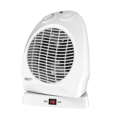 Comfort Zone CZ50 750/1500-Watt Fan-Forced Oscillating Electric Portable Heater with Adjustable Thermostat, Built-in Overheat Sensor, Safety Tip-Over Switch, and Heat Resistant Housing, White by Comfort Zone - Image 4