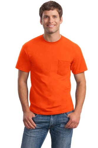 Ultra Cotton 100% Cotton T-Shirt with Pocket, 3XL, Safety Orange