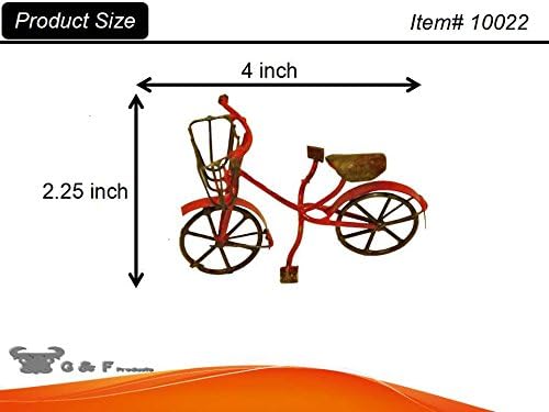 G & F Products MiniGardenn 10022 Metal Fairy Garden Mini Bicycle, Red image 5