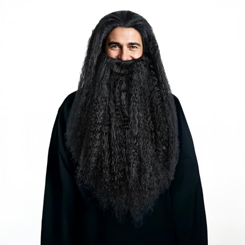 HOMELEX Wizard Wig and Beard Set for Adults Halloween Costume Black