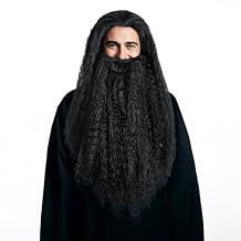 HOMELEX Black Wizard Beard And Wig - Halloween Funny Father Time Costume Accessory for Adults