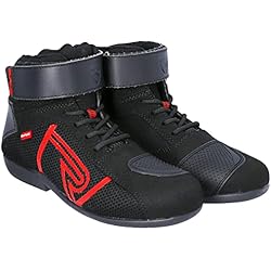 CURVE Zapatillas motocicleta Rubi Negras | Hombre y mujer | Microfibra | Uso urbano | Refuerzo cambio de marchas, detalles rojos, cordones, suela antideslizante | CE | Talla 38