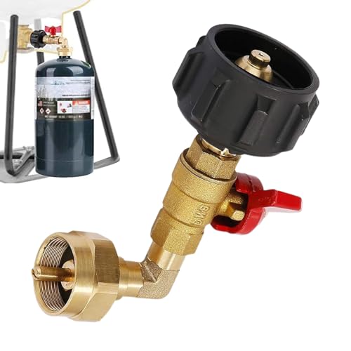 Adaptador De Recarga De Tanque De Propano: Accesorio De Transferencia De Gas De Conexión Rápida En Ángulo, Convertidor De 1 Controlado Por Válvula Portátil | Accesorio Seguro Y Práctico Para Man