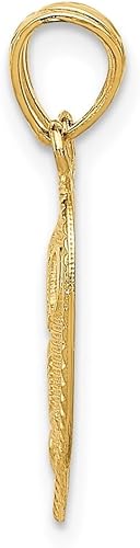 Vista 2 de Colgante de corazón TEAMO de oro amarillo de 14 quilates con corte de diamante (L- 0.843 in, W- 0.614 in) Regalo para mujer, Metal, No es una piedra