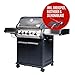 SANTOS Gasgrill S-318 schwarz - 3 Hauptbrenner, 800 °C Grillzone, Heckbrenner/Backburner, Gussgrillroste - inkl. Drehspieß, Rostheber & Silikonablage