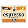 AOYEGO Espresso Tin Sign,Classic Italian Coffee Vintage Metal Tin Signs for Cafes Bars Pubs Shop Wall Decorative Funny Retro Signs for Men Women 8x12 Inch