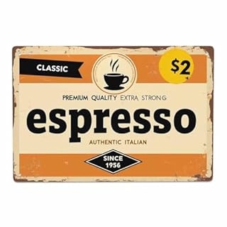 AOYEGO Espresso Tin Sign,Classic Italian Coffee Vintage Metal Tin Signs for Cafes Bars Pubs Shop Wall Decorative Funny Retro Signs for Men Women 8x12 Inch