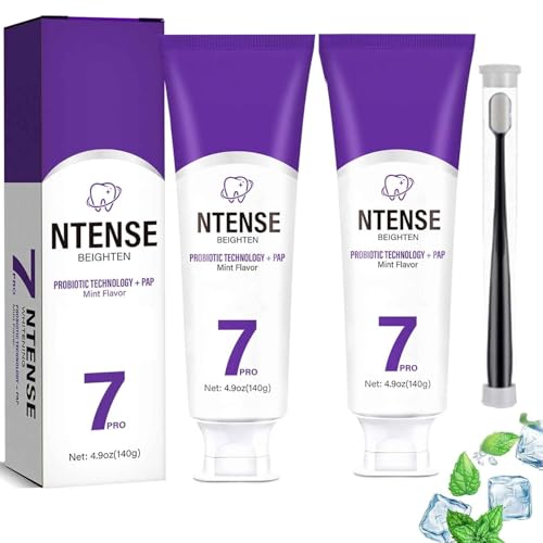 2 pezzi 7-Pro Intensive dentifricio,7Pro Intense Whitening dentifricio con 7 probiotici per denti,Probiotics Bright White dentifricio,Alito fresco