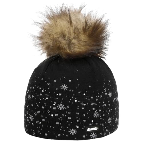 Eisbär Mütze Damen Rana Lux Crystal Schwarz - Merino Wintermütze für...