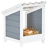 PETSFIT Nesting Boxes for Chicken Coop, Wood Single Compartment Chicken Nesting Boxes for Laying Eggs with PVC Roof for Hens, Ducks, and Poultry