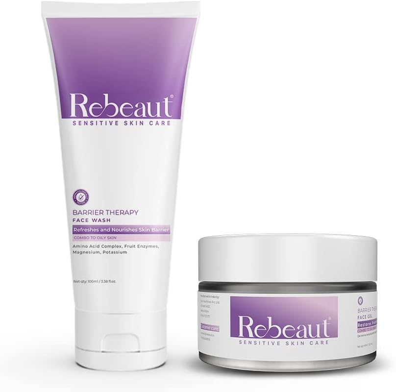 Rebeaut Unisex Skin Care Combo- Barrier Facewash 100ml + Barrier Face Gel 45ml | Repairs Damaged & Irritated Skin and Refreshes & Nourishes Skin Barrier
