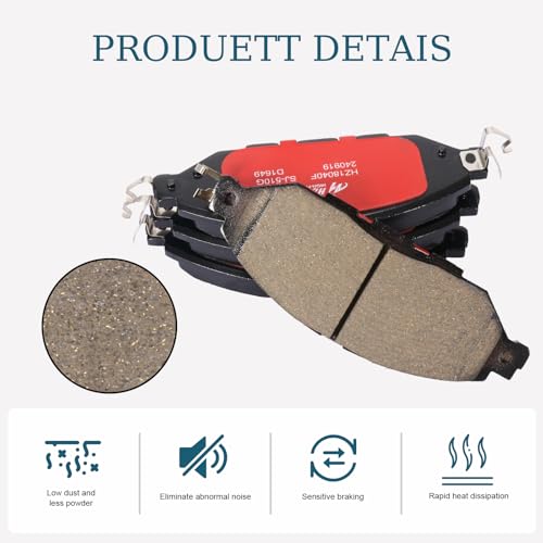 Image of D1649 Front Ceramic Brake Pads Kit Fit For Nissan Pathfinder 2013-2020, For Nissan Murano 2015-2023, For INFINITI JX35 2013, For INFINITI QX60 2014-2020