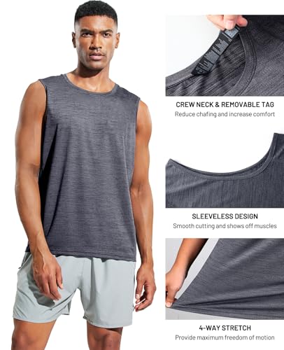 Image of MIER Men's Sleeveless Tank Top Dry Fit Workout Muscle Tee Shirt for Running Athletic Gym Sports Training, Moisture Wicking