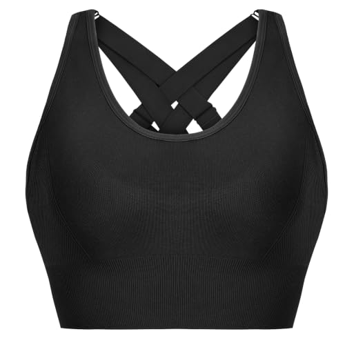 Litherday Brassiere Sport Femme Maintien Fort sans Armature avec Coussinets Amovibles pour Yoga Course Fitness