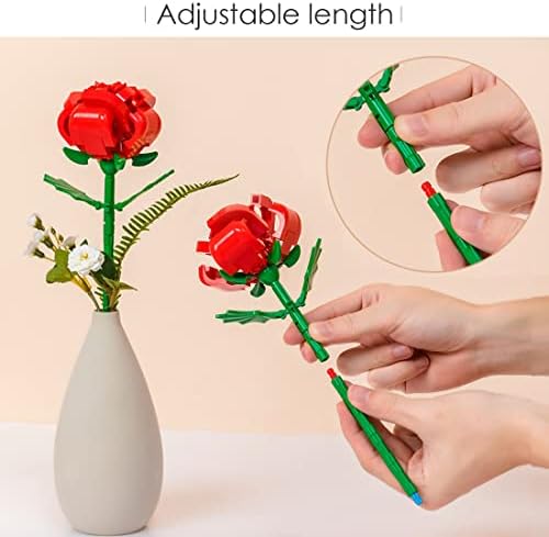 Sunerly Mothers day Rose Flower Building Bricks, Flowers Bouquet 99 pcs Building Blocks Set, Artificial Flowers Building Kits for Gifts, DIY Bouquet Building Bricks for Mother's Day