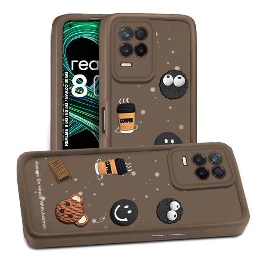 Image of AESTMO Back Case Cover for Realme 8 5G / 8s 5G / Narzo 30 5G Back Cover | Cute Fun Cartoon 3D Ball | Coffee Silicone Case | Full Body Protection | Camera Protection Back Cover for (Brown)