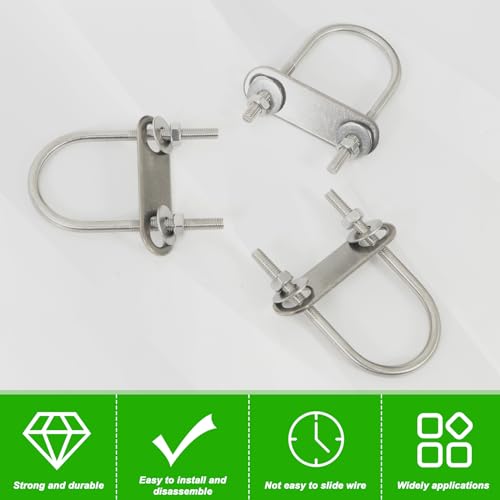 Image of 18 Sets Round U Bolts 1.34 inch(34mm) Inner Width 75mm Length Zinc Plated Steel M6 with Nut, Plate, Washer