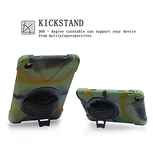 Braecn Mini5 Ipad Case,Ipad Mini 4 Case [Rugged/Shockproof] Drop Resistance Cover Case W/ 360 Degree Rotation Kickstand/Hand Strap/Adjustable Shoulder Strap For Apple Ipad Mini4Th/5Th Case(Camouflage) #TOP1