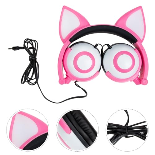 Casque rose réglable oreilles de chat LED pour confort des enfants - 4