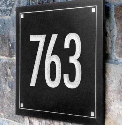 Granite Address Plaque - MADE IN USA Custom Stone House Number Sign - Comfort House # J0674