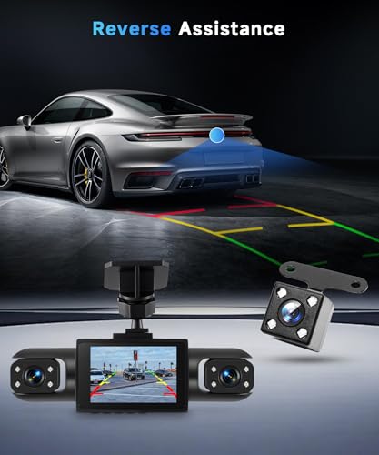 Image of 4 Channel 360 Dash Cam Front and Rear Inside Left Right, 2 Inch Dash Camera for Cars, Built-in Night Vision, Sensitive Motion Detection 24 /7 Recording Parking Mode Monitor Reversing Help