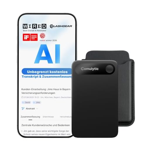 Comulytic Note Pro KI Digitales Diktiergerät mit Unbegrenzte Transkription & Zusammenfassen, Aufnahmegerät mit Schreibfunktion, 113 Sprachen, Voice Recorder für Meetings, Vorlesungen, Schwarz