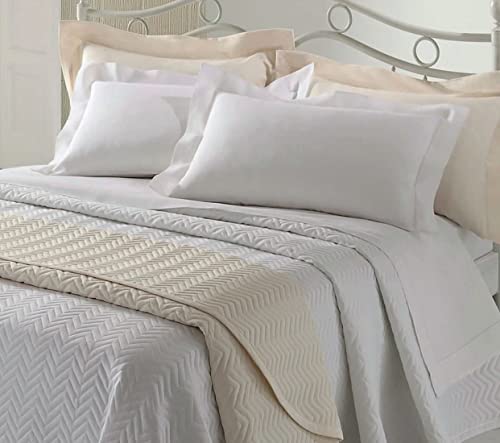 Novia BIBIHOME - Juego de cama Venecia para cama de matrimonio, color blanco, 100% satén de algodón (260 x 295 cm)