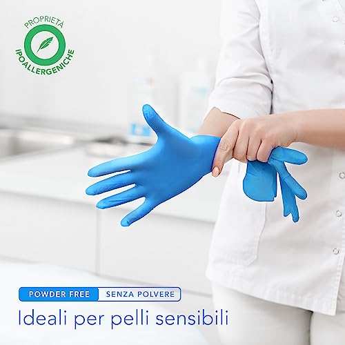 Guantes de nitrilo azul AIESI sin polvo con alta sensibilidad táctil 5